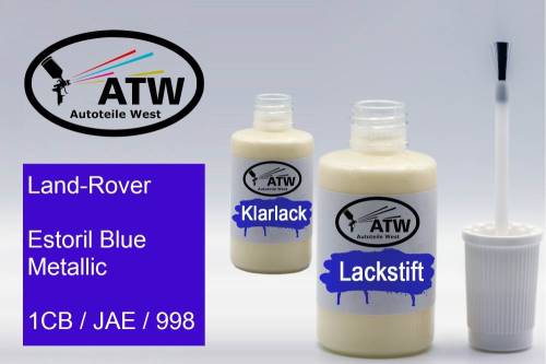 Land-Rover, Estoril Blue Metallic, 1CB / JAE / 998: 20ml Lackstift + 20ml Klarlack - Set, von ATW Autoteile West.